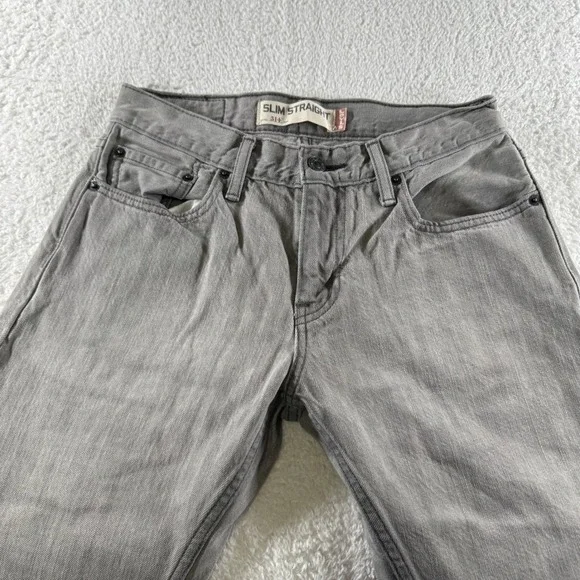Y2K Levi 514 Slim Straight Light Gray Grey Stone Wash 29x30 Denim Jeans Pants - Picture 5 of 12